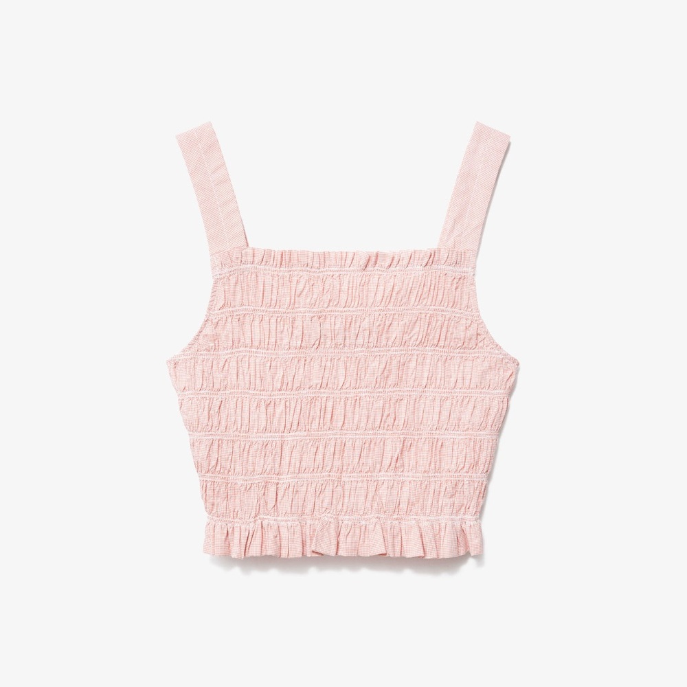 Everlane The Smock Cami Red White Cotton Sedona Mini Check Sleeveless Top Small